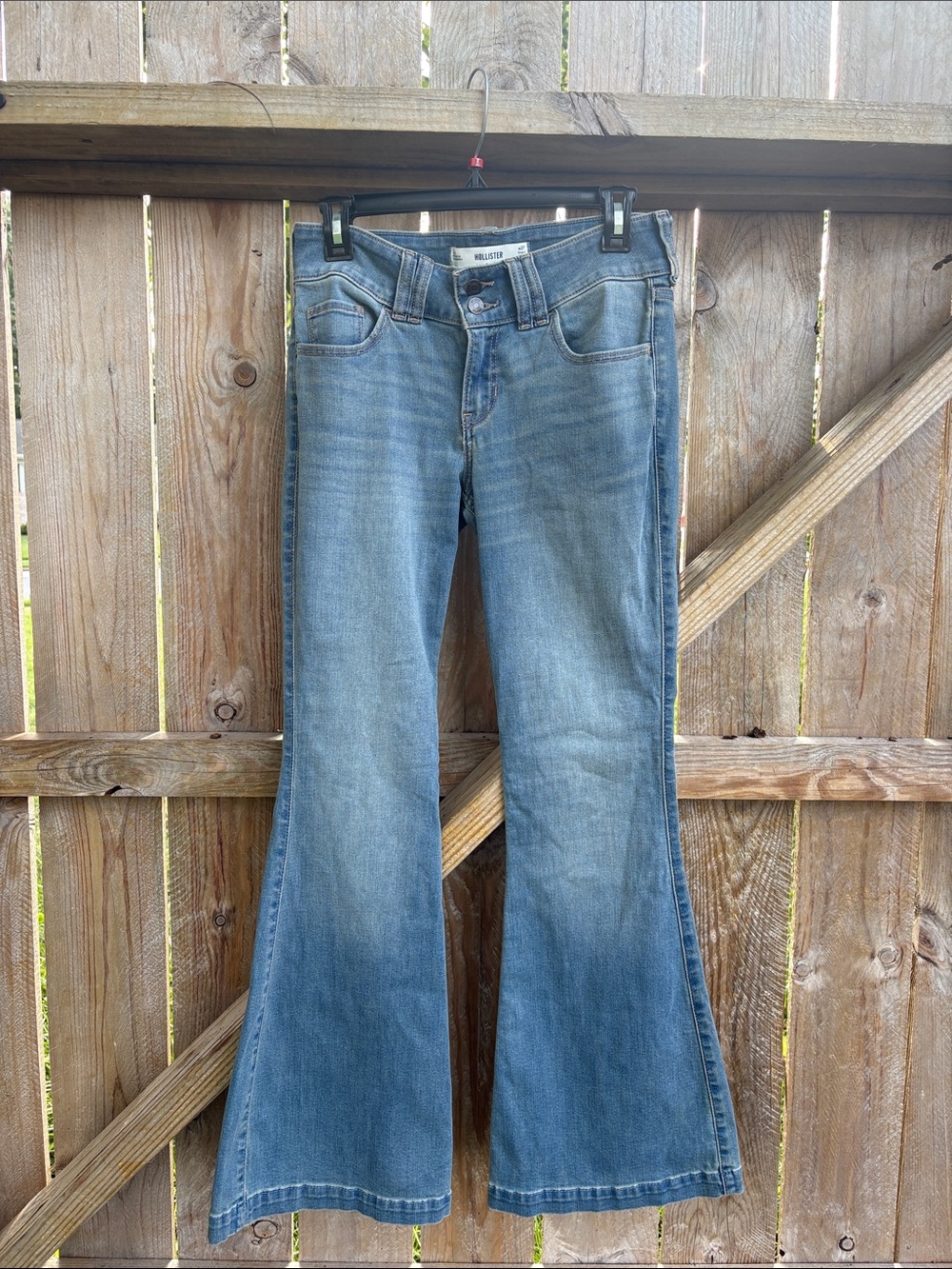 Hollister Faded Light Blue Flare Jeans - Wide Leg
